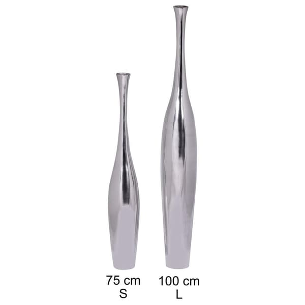 Rootz Deco Vas Flaska Design L alu aluminium dekoration Wohndeko modern Vas silver bordsdekoration Designvase