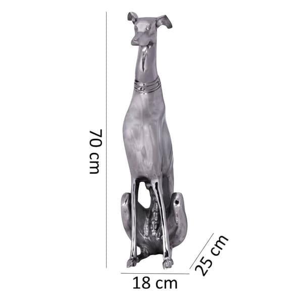 Rootz dekoration design hund lavet af aluminium sølv greyhound skulptur hund statue
