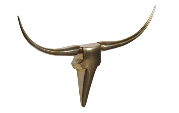 Rootz väggdekoration horn tjur L 125 cm aluminium gyllene