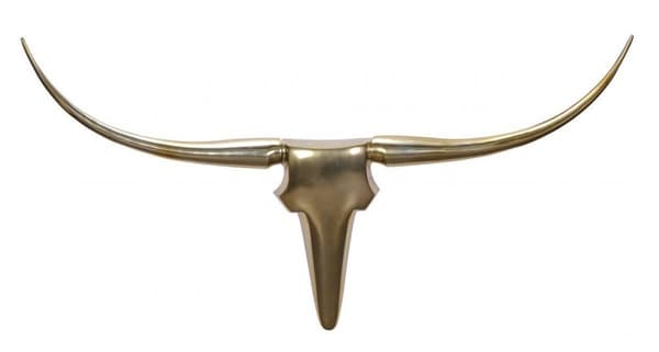 Rootz väggdekoration horn tjur L 125 cm aluminium gyllene