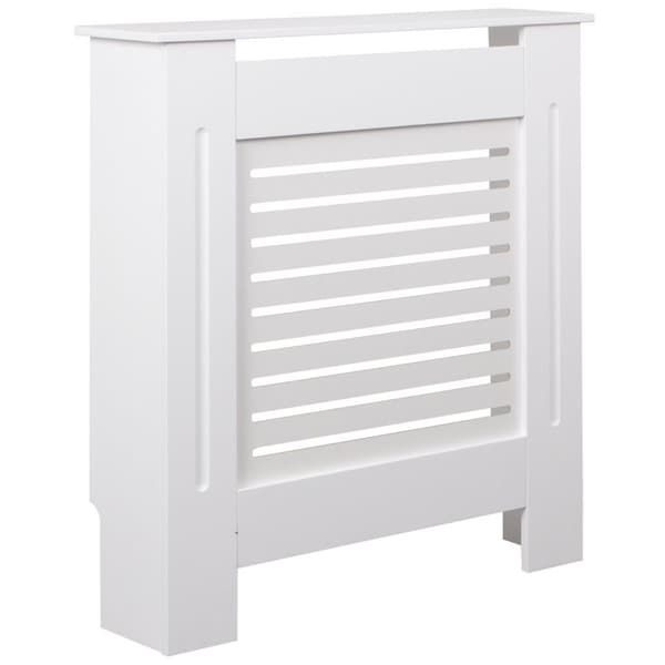 Rootz Design Kølerafdækning Hvid Matlakeret 78x82x19 cm - Varmepanel Lille Varmeafdækning - Kølerafdækning trælameller - Beskyttelse af varmeradiatord