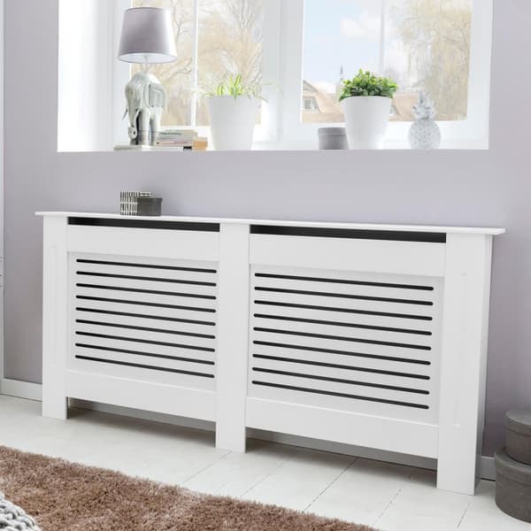 Rootz Design Jäähdyttimen kansi Valkoinen Matt Finish 152x83x19 cm - Lämmityspaneeli Suuri Lämmittimen kansi - Jäähdyttimen kannen puiset säleet - Läm