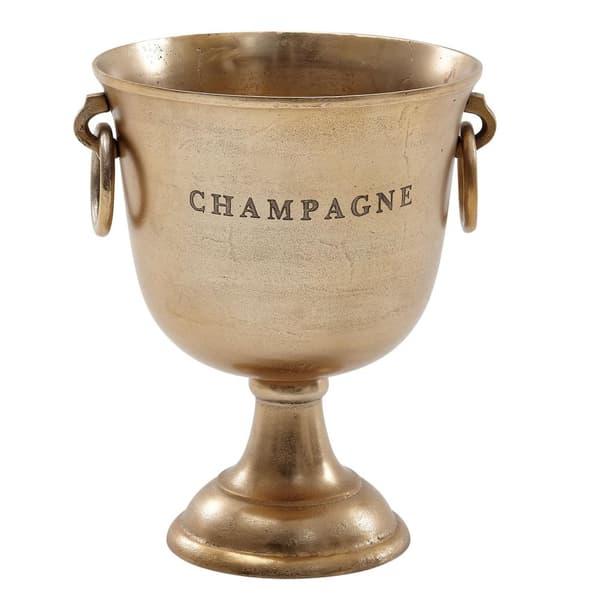 Rootz champagnekøler guld 28,5x37,5x28,5 cm aluminium massiv champagnekøler stor - Flaskekøler drikkevarekølebord - Køler til champagne - vin - mousse