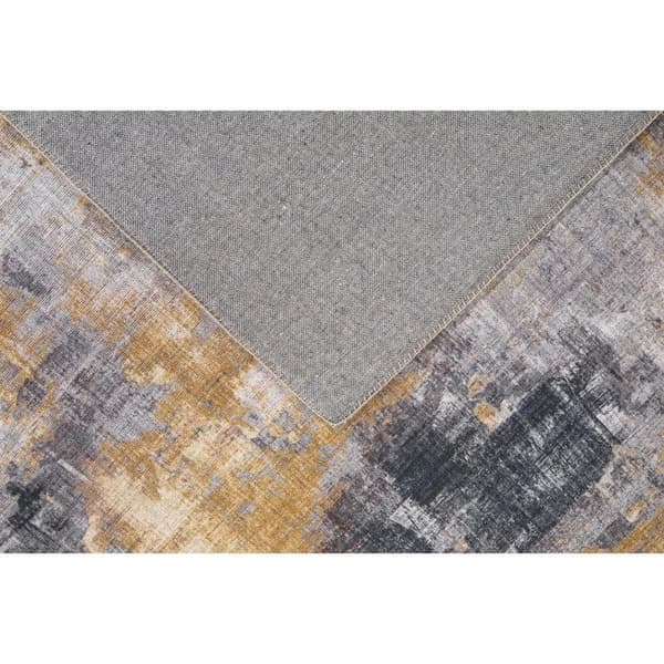 Rootz-matto - Matto - Helppohoitoinen - Lyhytkarvainen matto - Sisällä ja ulkona - Koti - Olohuone - Harmaa/Keltainen - 170 x 120 x 0,7 cm
