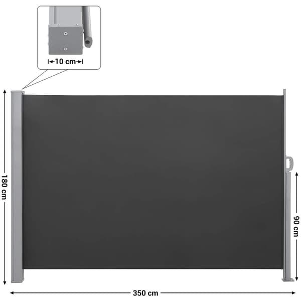 Rootz Privacy -näyttö - Sivumarkiisi - Aurinkosuoja - Parveke - Terassi - Puutarha - Taupe - 180 x 350 cm