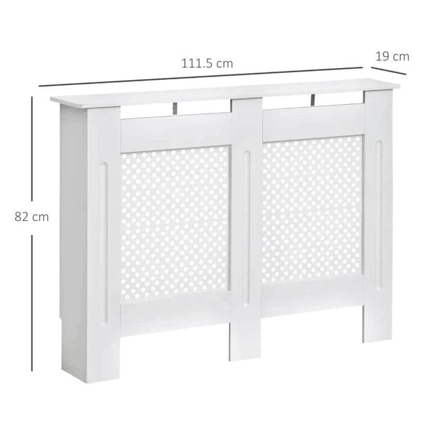 Rootz Radiator Cover - Heating Cover - Wood Radiator Cover - Home Furniture - White - W112 X D19 X H82cm