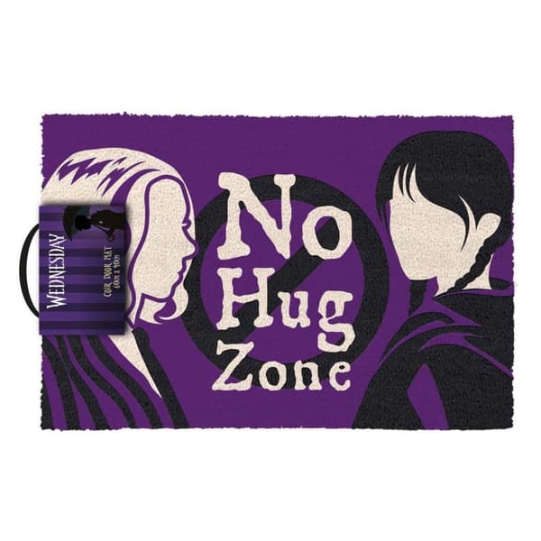 Wednesday No Hug Zone Door Mat Purple/Black/White One Size