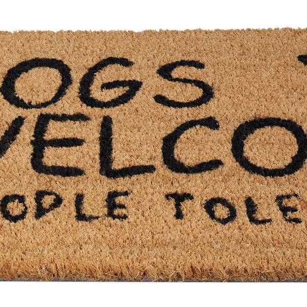 Relaxdays kokosmatta, entrématta «Dogs Welcome», 60x40 cm, gummibelagd, hållbar, inomhus, utomhus, natur