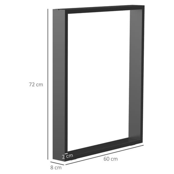Rootz bordsbenssats - 2 stålben - Förborrade hål - Industriell design - Stål - Svart - 60L x 8W x 72H cm
