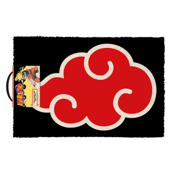 Naruto Akatsuki Symbol Coir Akatsuki Symbol Door Mat Black/Red 60cm x 40cm