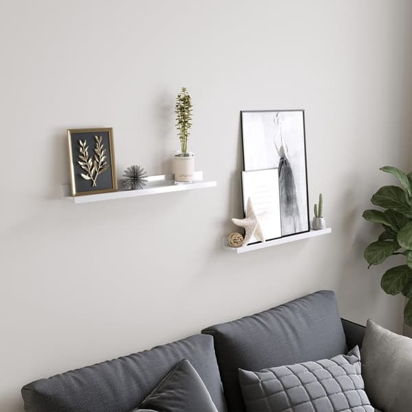 Rootz flydende hyldersæt - Alsidigt - Bygget til at holde - Designet til fotos - Beslagstaske - Børnebøger - 2 blanke - E1 klasse MDF-højglans lak - H