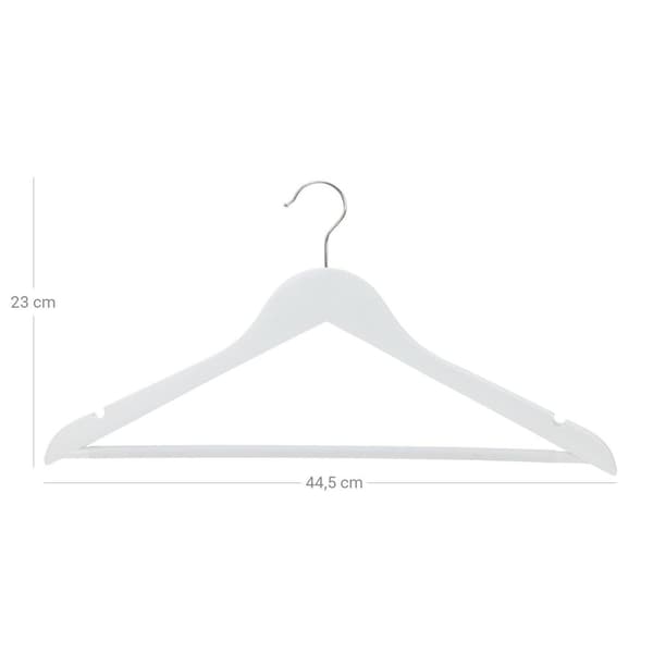 Rootz Tøjbøjler - Anti-skrid design - Ahorntræ - Pakke med 50 - Omhyggeligt slebet - Forkromet - Bøjlekroge - Høj kvalitet - Hvid - 44,5 x 23 x 1,2 cm