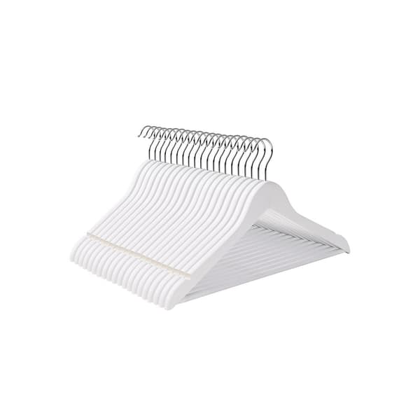 Rootz Tøjbøjler - Anti-skrid design - Ahorntræ - Pakke med 50 - Omhyggeligt slebet - Forkromet - Bøjlekroge - Høj kvalitet - Hvid - 44,5 x 23 x 1,2 cm