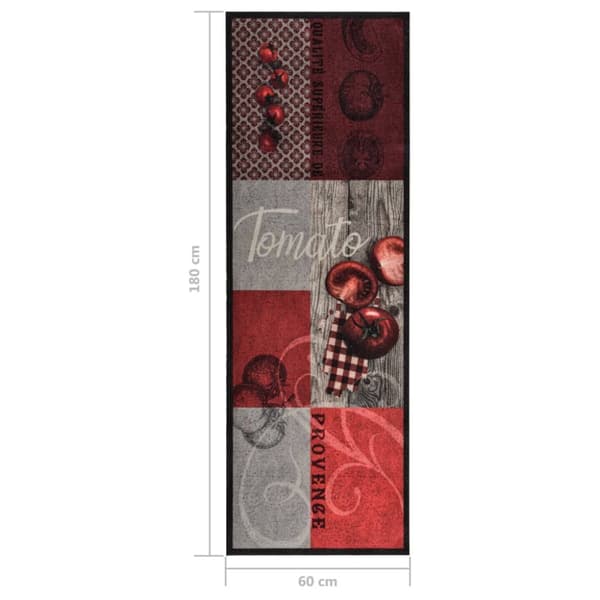 vaskbar køkkenmåtte 60x180 cm tomatprint