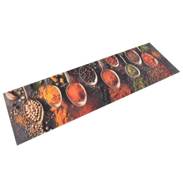 køkkentæppe 45x150 cm ske- og krydderidesign vaskbart velour