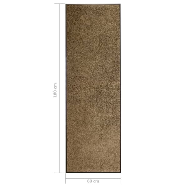 vaskbar dørmåtte 60x180 cm brun