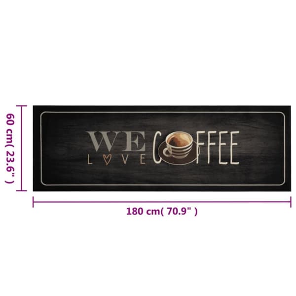 vidaXL Keittiön pestävä lattiamatto Coffee teksti 60x180 cm sametti