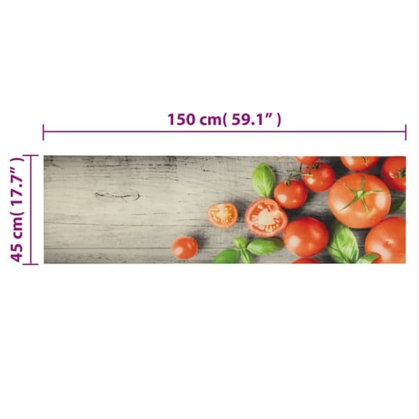 vidaXL Kjøkkenteppe vaskbar Tomatoes 45x150 cm fløyel