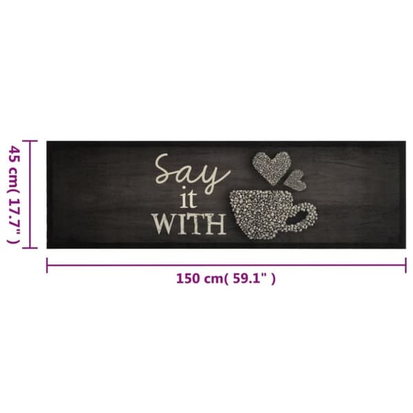 vidaXL Köksmatta maskintvättbar mugg svart 45x150 cm sammet