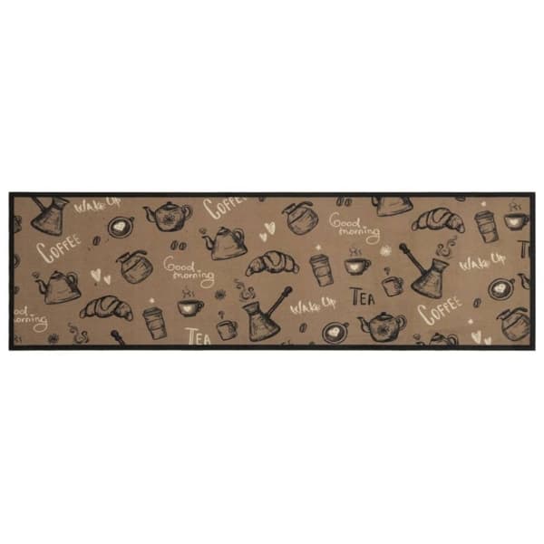 vidaXL køkkentæppe 45x150 cm morgen-design vaskbart velour brun
