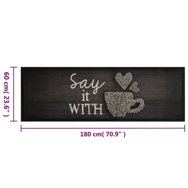 vidaXL Köksmatta maskintvättbar svart mugg 60x180 cm sammet