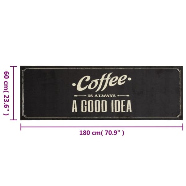 vidaXL køkkentæppe 60x180 cm kaffedesign vaskbart velour