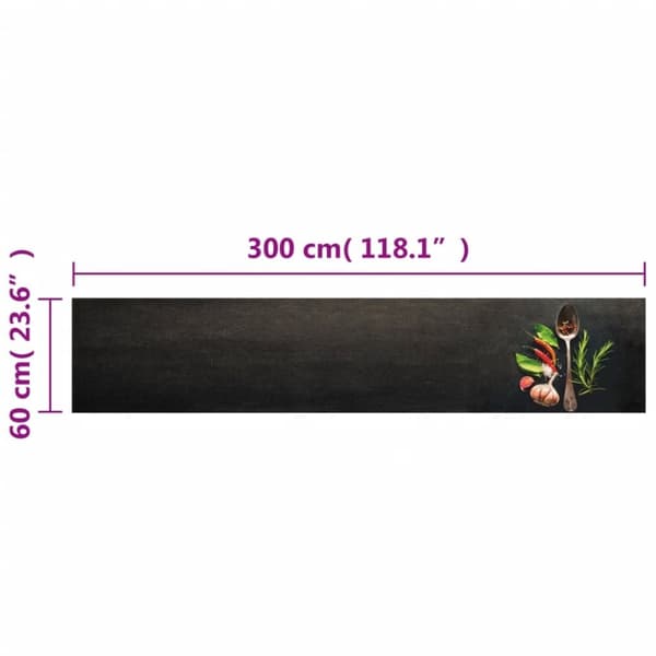 vidaXL Kjøkkenteppe vaskbar krydder 60x300 cm fløyel