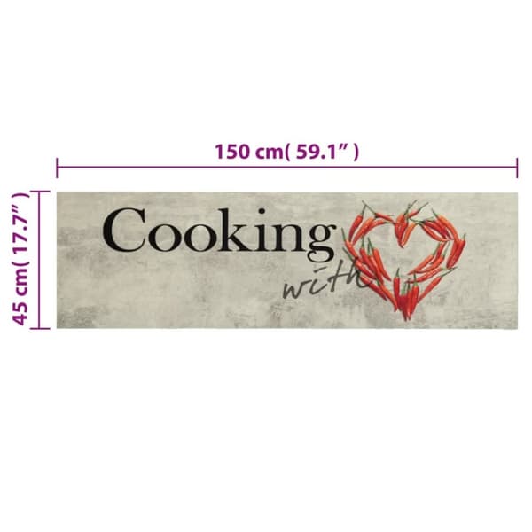 vidaXL Köksmatta maskintvättbar cooking peppar 45x150 cm sammet