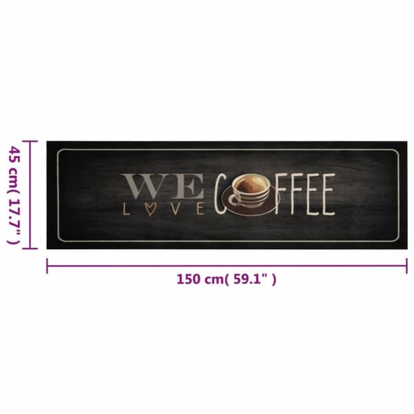 vidaXL Kjøkkenteppe vaskbar Coffee tekst 45x150 cm fløyel
