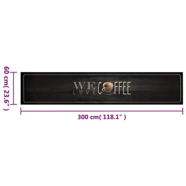 vidaXL Kjøkkenteppe vaskbar Coffee tekst 60x300 cm fløyel