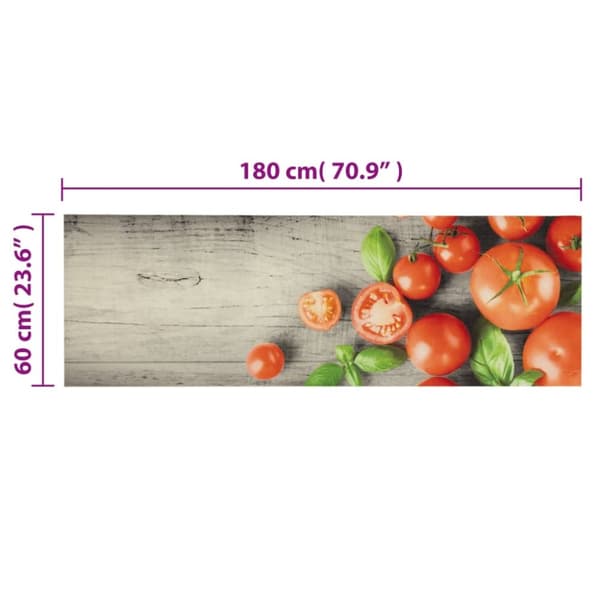 vidaXL Kjøkkenteppe vaskbar Tomatoes 60x180 cm fløyel