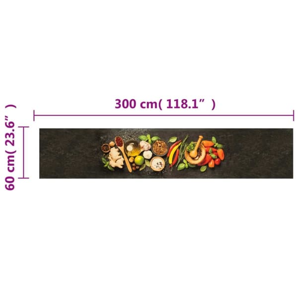 vidaXL Köksmatta maskintvättbar kryddor 60x300 cm sammet