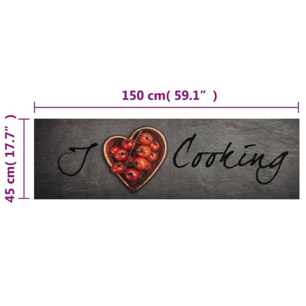 vidaXL Köksmatta maskintvättbar text Cooking 45x150 cm sammet