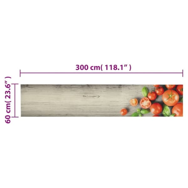 vidaXL Köksmatta maskintvättbar tomater 60x300 cm sammet