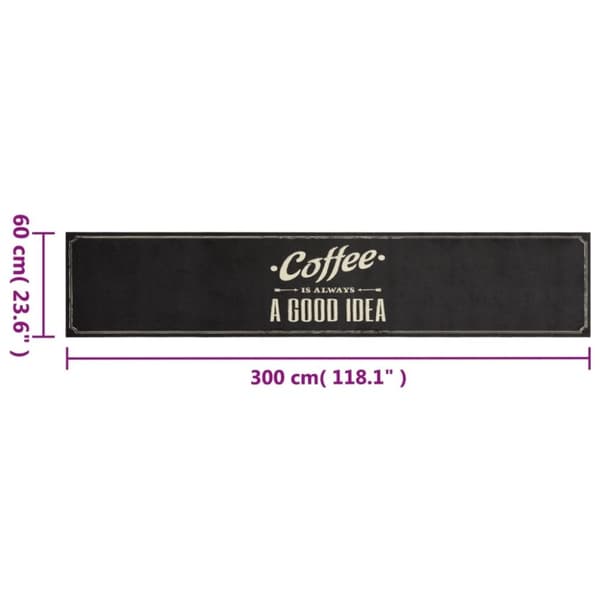 vidaXL Keittiön pestävä lattiamatto Coffee teksti 60x300 cm sametti