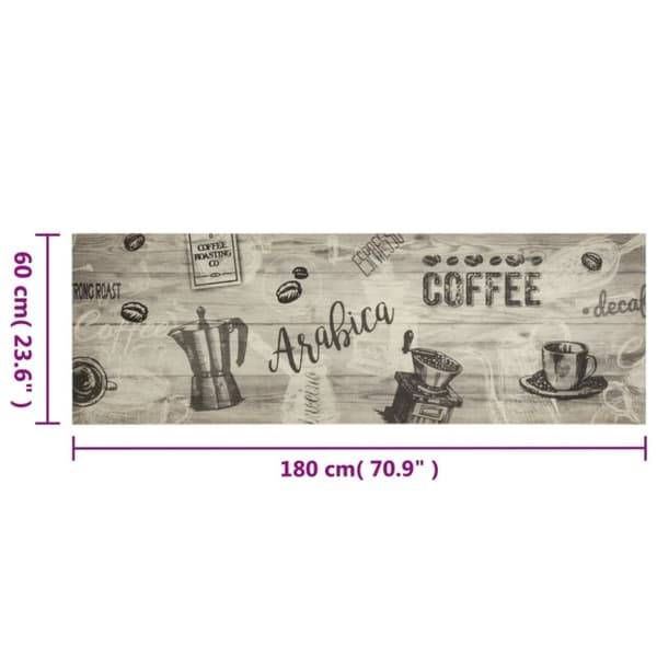 vidaXL Kjøkkenteppe vaskbar Coffee grå 60x180 cm fløyel