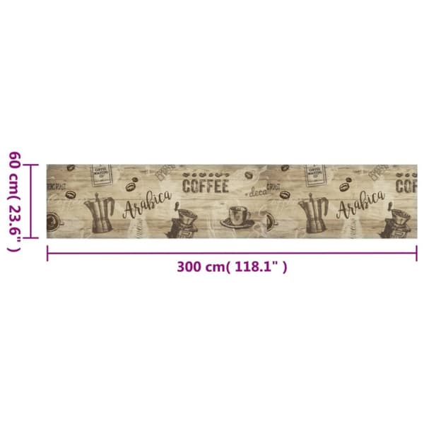 vidaXL Keittiön pestävä matto Coffee ruskea 60x300 cm sametti