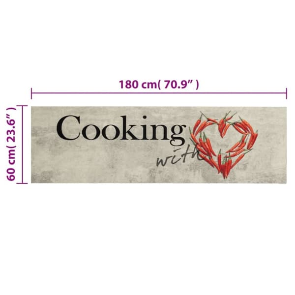 vidaXL Kjøkkenteppe vaskbar Peper Cooking 60x180 cm fløyel
