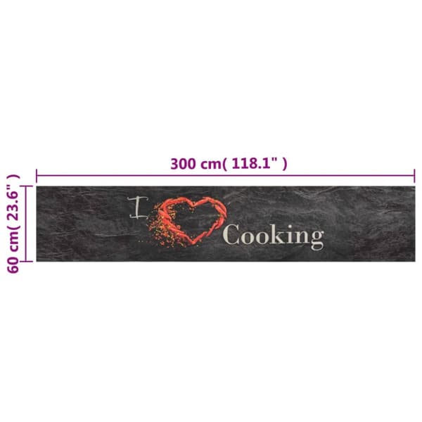 køkkentæppe 60x300 cm Cooking-design vaskbart fløjl sort