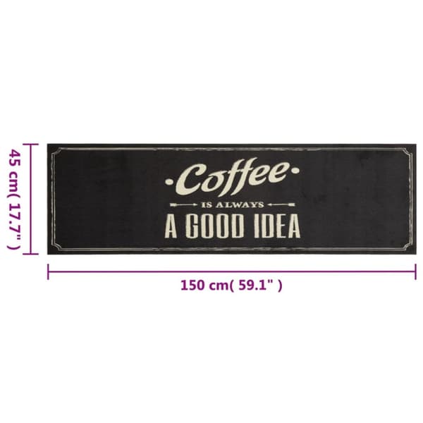 Köksmatta maskintvättbar text Coffee 45x150 cm sammet