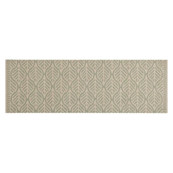 køkkentæppe 60x180 cm bladdesign vaskbart velour