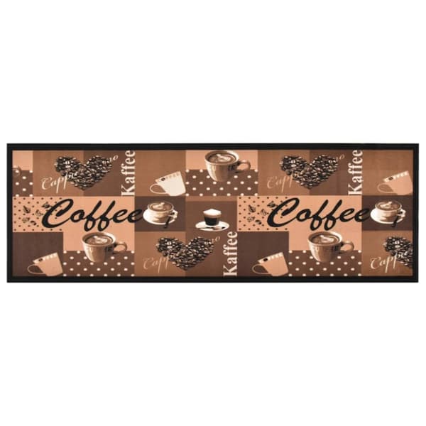 vidaXL vaskbar køkkenmåtte 60x180 cm kaffetryk brun -  Dørmåtter