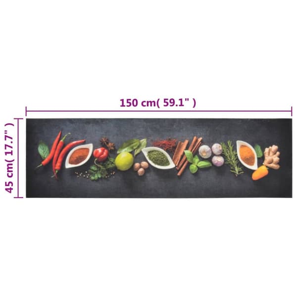 vidaXL Keittiön pestävä matto mausteet 45x150 cm sametti -  Kynnysmatot