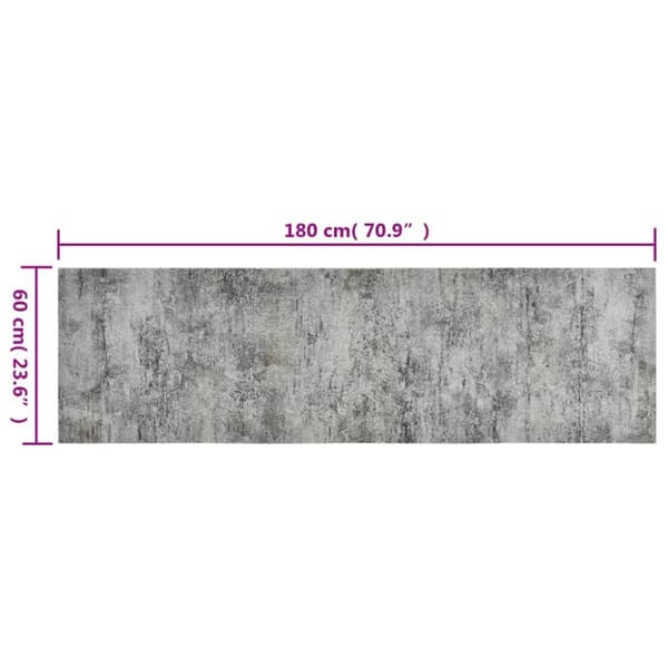 vidaXL køkkentæppe 60x180 cm betondesign vaskbart velour - Dørmåtter