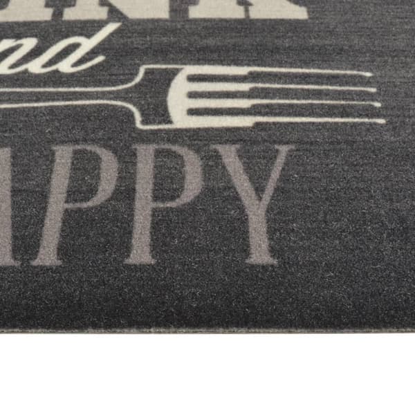 vidaXL køkkentæppe 60x180 cm Kitchen Black-design vaskbart velour -  Dørmåtter
