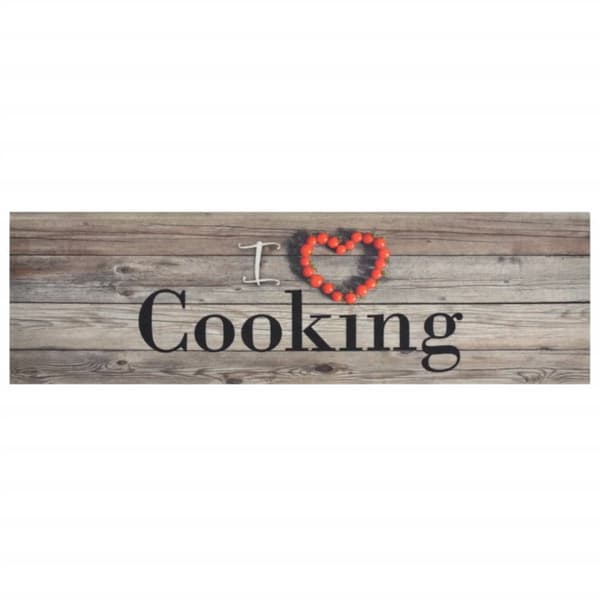 vidaXL køkkentæppe 45x150 cm Cooking-design vaskbart velour grå - Dørmåtter