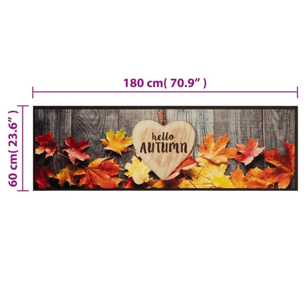 vidaXL Köksmatta maskintvättbar höst 60x180 cm sammet - Dörrmattor