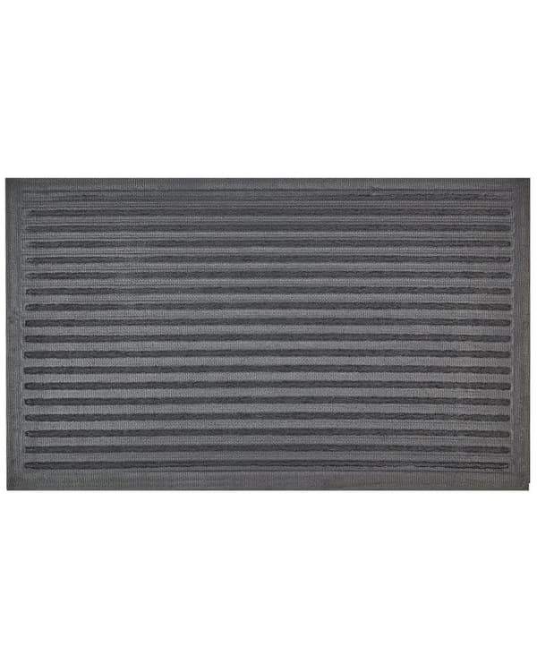 Dørmåtte Brun Sort 45 x 75 cm Udendørs Måtte til Entre med Striber Mønster Skomåtte med Gummibagside Skridsikker