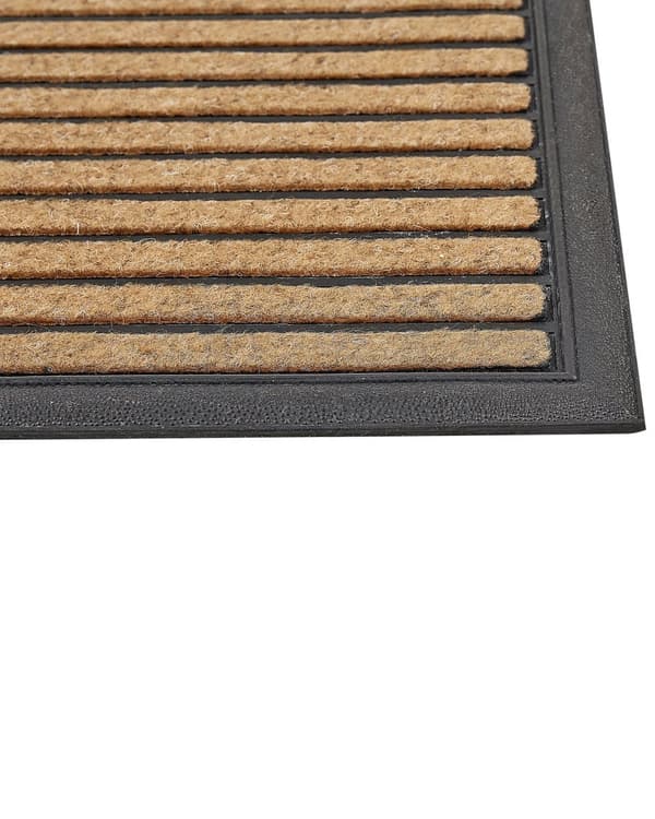 Dørmåtte Brun Sort 45 x 75 cm Udendørs Måtte til Entre med Striber Mønster Skomåtte med Gummibagside Skridsikker