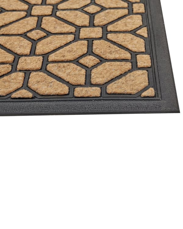 Dørmåtte Naturlig/Sort Kokosfiber med skridsikker PVC-bagside 45 x 75 cm Geometrisk motiv Moderne Stil